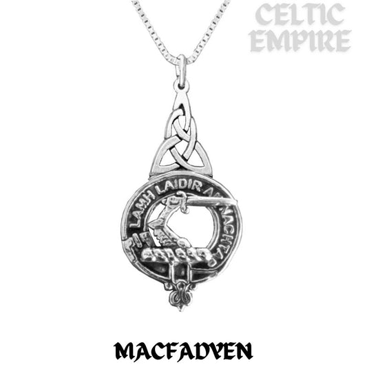 MacFadden Family Clan Crest Interlace Drop Pendant