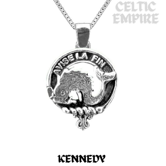 Kennedy Large 1" Scottish Family Clan Crest Pendant - Sterling Silver