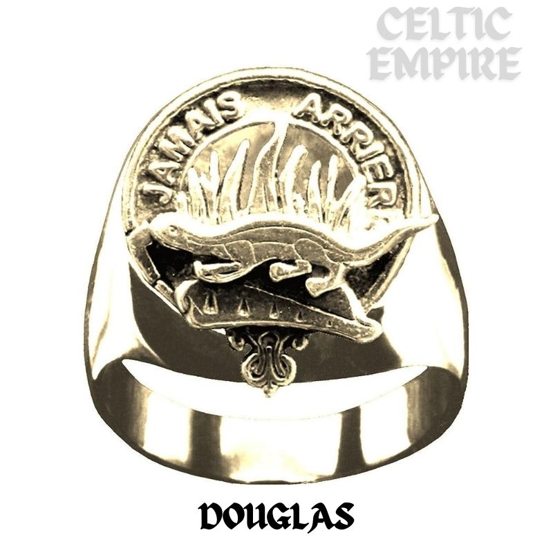 Douglas Scottish Family Clan Crest Ring  ~  Sterling Silver and Karat Gold