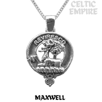 Maxwell Large 1" Scottish Family Clan Crest Pendant - Sterling Silver