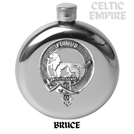 Bruce Round Scottish Family Clan Crest Badge Stainless Steel Flask 5oz