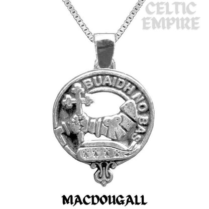 MacDougall Large 1" Scottish Family Clan Crest Pendant - Sterling Silver