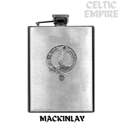 MacKinlay 8oz Family Clan Crest Scottish Badge Stainless Steel Flask