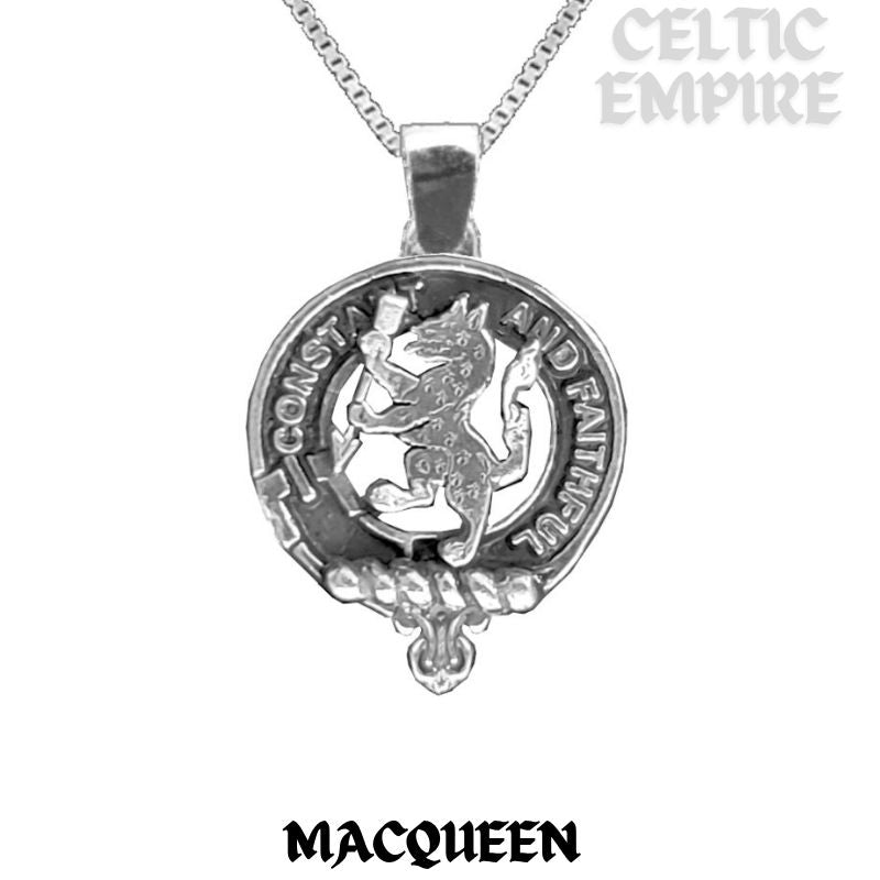 MacQueen Large 1" Scottish Family Clan Crest Pendant - Sterling Silver
