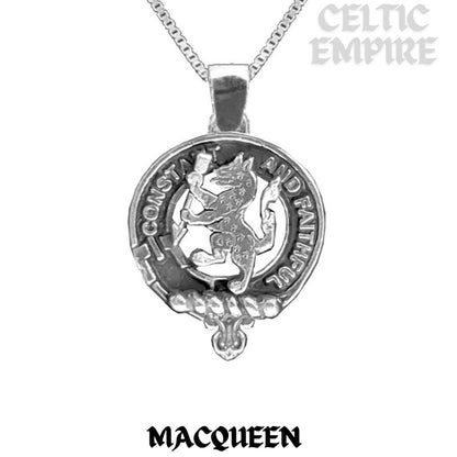 MacQueen Large 1" Scottish Family Clan Crest Pendant - Sterling Silver