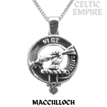MacCulloch Large 1" Scottish Family Clan Crest Pendant - Sterling Silver