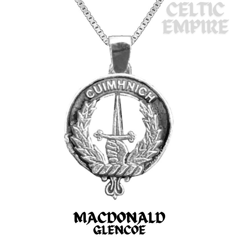 MacDonald Glencoe Large 1" Scottish Family Clan Crest Pendant - Sterling Silver