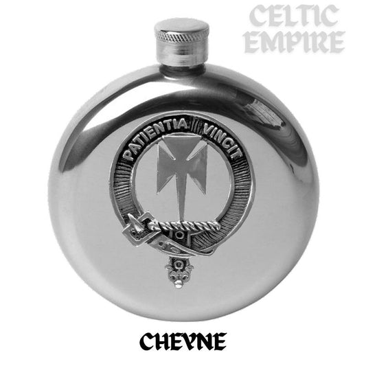 Cheyne Round Family Clan Crest Scottish Badge Flask 5oz