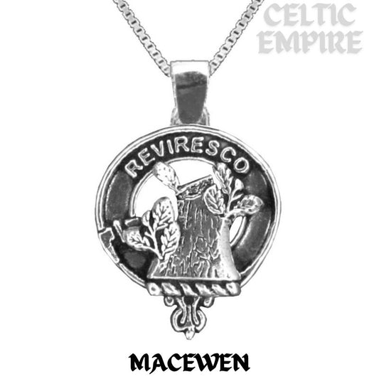 MacEwen Large 1" Scottish Family Clan Crest Pendant - Sterling Silver