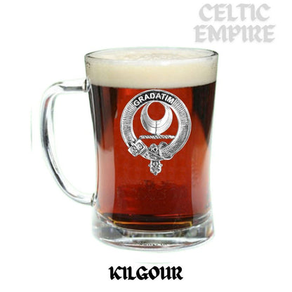 Kilgour Family Clan Crest Badge Glass Beer Mug