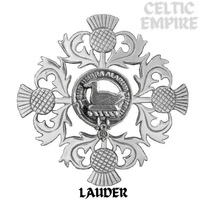 Lauder Family Clan Crest Scottish Four Thistle Brooch