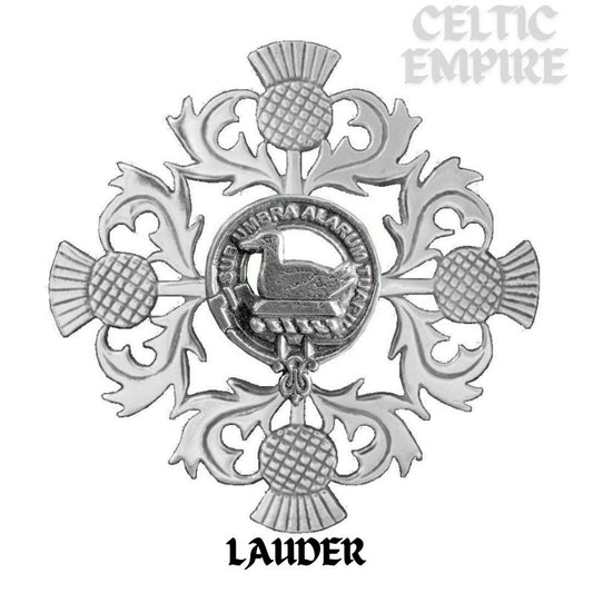 Lauder Family Clan Crest Scottish Four Thistle Brooch