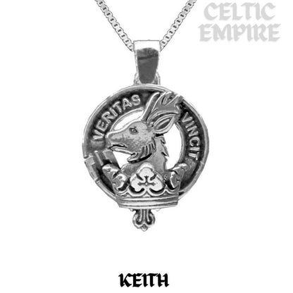 Keith Large 1" Scottish Family Clan Crest Pendant - Sterling Silver
