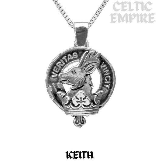 Keith Large 1" Scottish Family Clan Crest Pendant - Sterling Silver