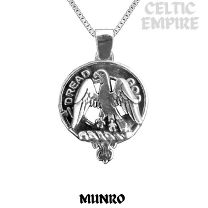 Munro Large 1" Scottish Family Clan Crest Pendant - Sterling Silver
