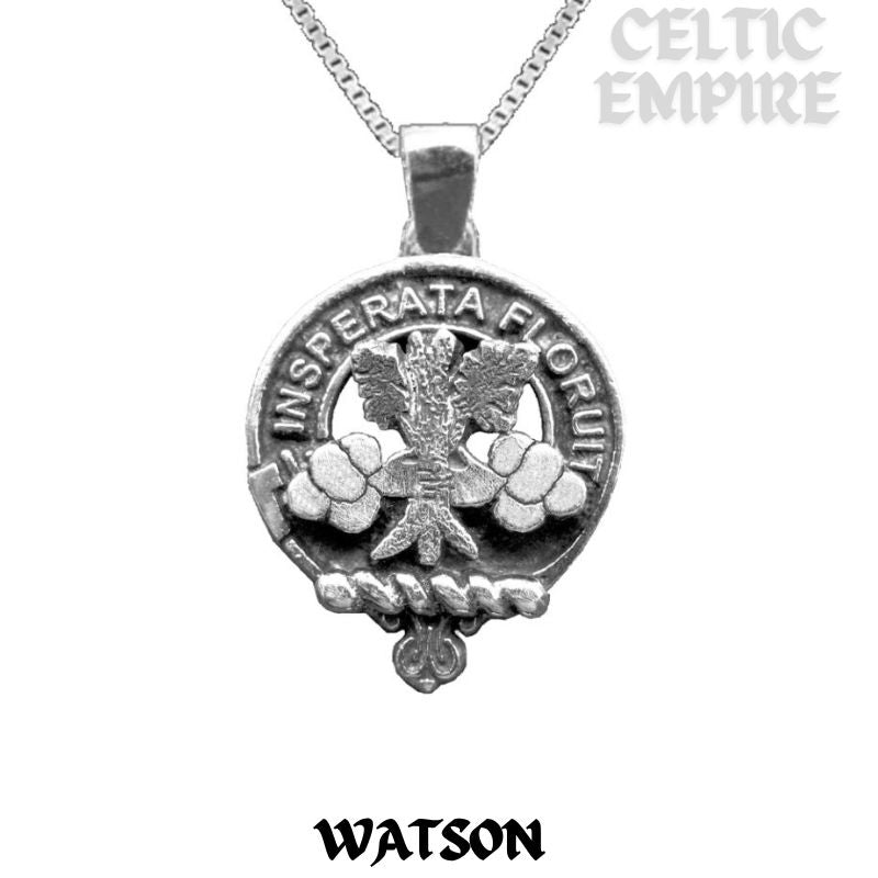 Watson Large 1" Scottish Family Clan Crest Pendant - Sterling Silver
