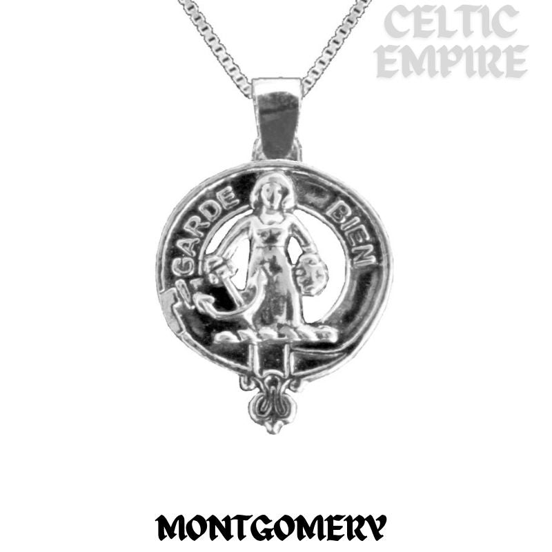 Montgomery Large 1" Scottish Family Clan Crest Pendant - Sterling Silver