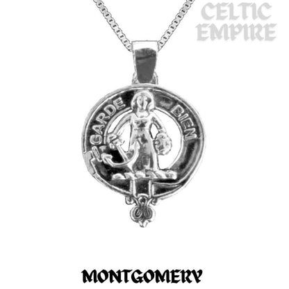 Montgomery Large 1" Scottish Family Clan Crest Pendant - Sterling Silver