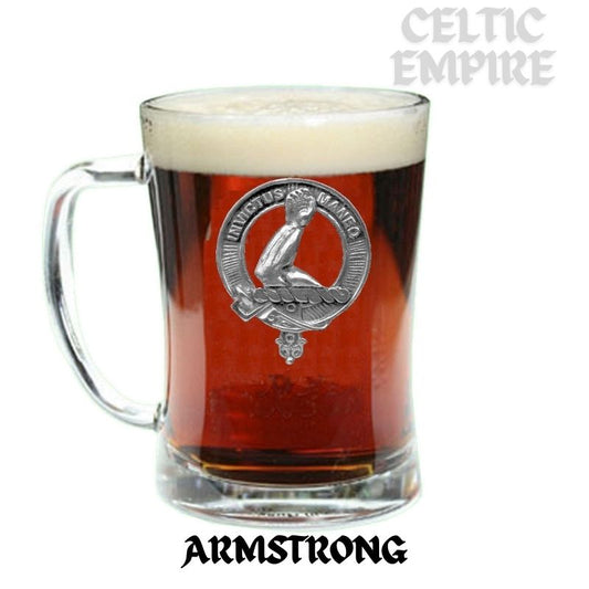 Armstrong Family Clan Crest Badge Glass Beer Mug