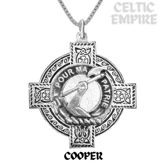 Cooper Family Clan Crest Celtic Cross Pendant Scottish