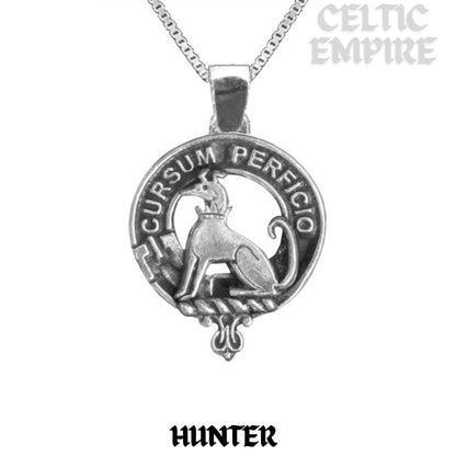 Hunter Large 1" Scottish Family Clan Crest Pendant - Sterling Silver