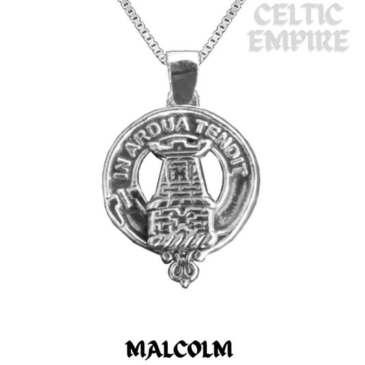 Malcolm Large 1" Scottish Family Clan Crest Pendant - Sterling Silver