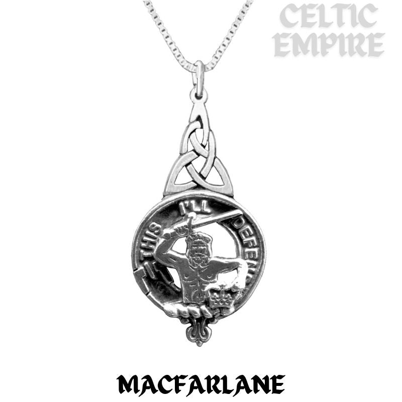 MacFarlane Family Clan Crest Interlace Drop Pendant