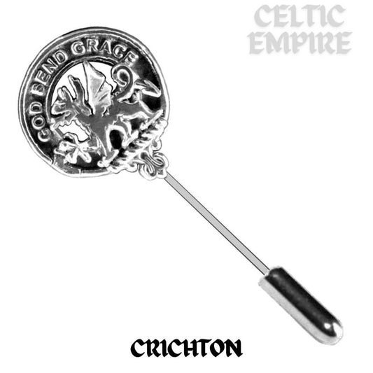 Crichton Family Clan Crest Stick or Cravat pin, Sterling Silver