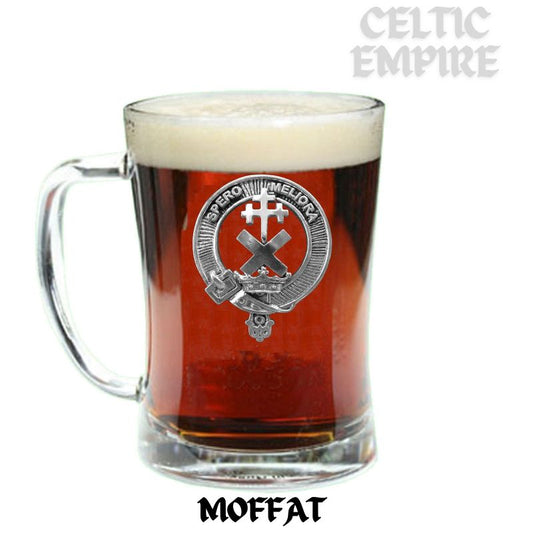 Moffatt Family Clan Crest Badge Glass Beer Mug