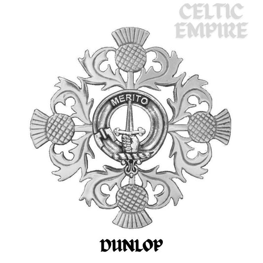 Dunlop Family Clan Crest Scottish Four Thistle Brooch