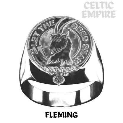 Fleming Scottish Family Clan Crest Ring  ~  Sterling Silver and Karat Gold