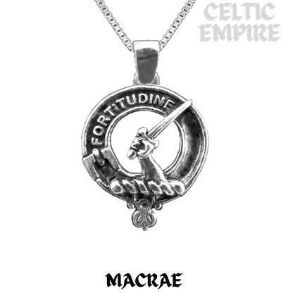 MacRae Large 1" Scottish Family Clan Crest Pendant - Sterling Silver