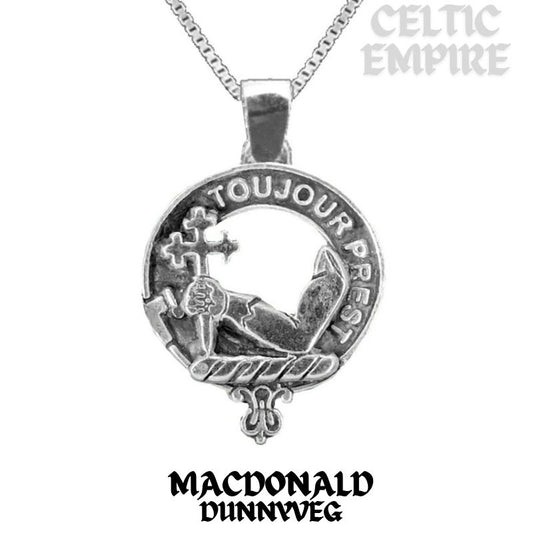 MacDonald Dunnyveg Large 1" Scottish Family Clan Crest Pendant - Sterling Silver