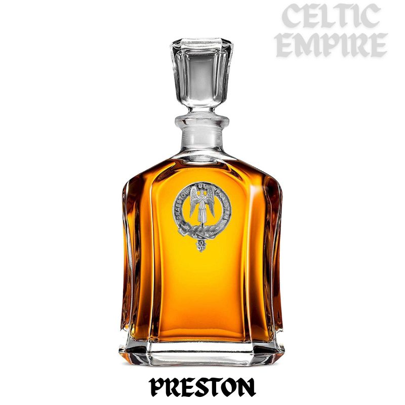 Preston Family Clan Crest Badge Whiskey Decanter