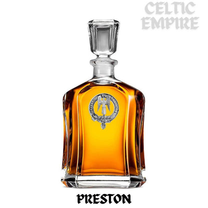 Preston Family Clan Crest Badge Whiskey Decanter