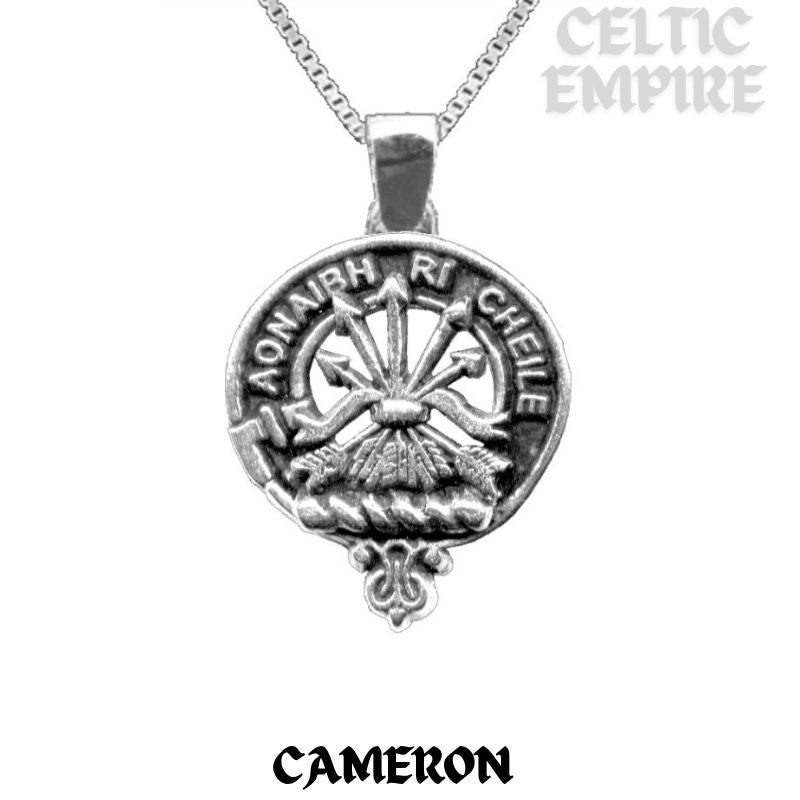 Cameron Large 1" Scottish Family Clan Crest Pendant - Sterling Silver
