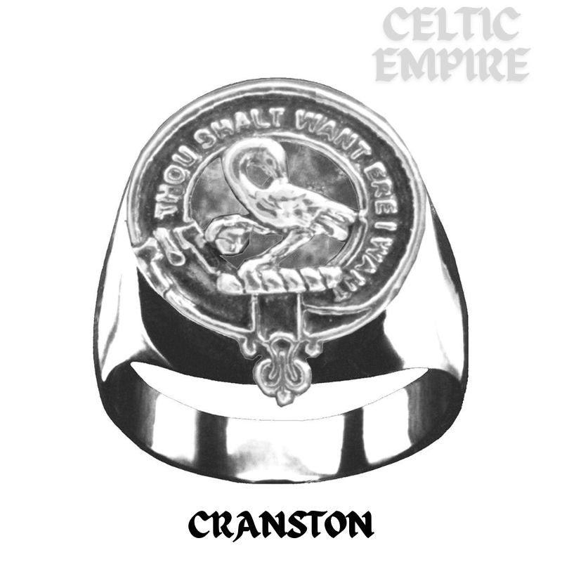 Cranston Scottish Family Clan Crest Ring  ~  Sterling Silver and Karat Gold