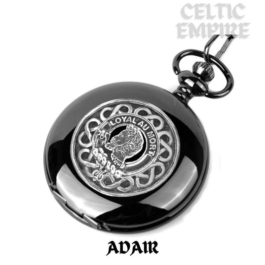 Adair Family Clan Crest  Black Pocket Watch