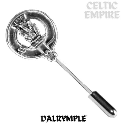 Dalrymple Family Clan Crest Stick or Cravat pin, Sterling Silver