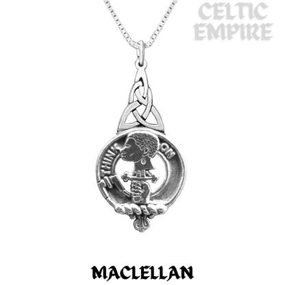 MacLellan Family Clan Crest Interlace Drop Pendant