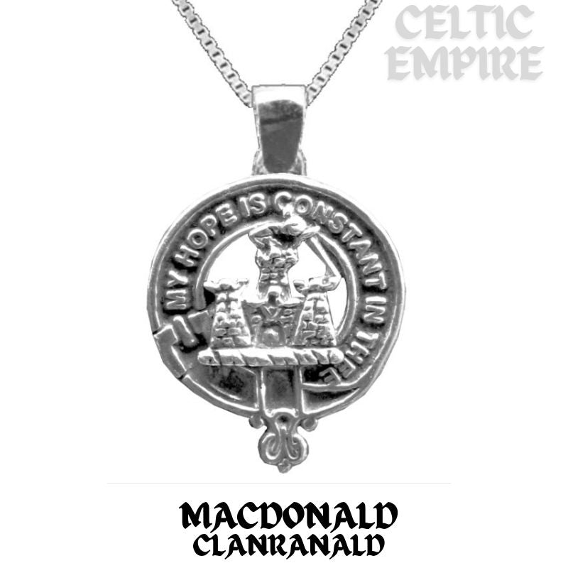 MacDonald Family Clanranald Large 1" Scottish Family Clan Crest Pendant - Sterling Silver
