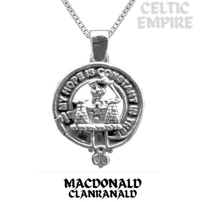 MacDonald Family Clanranald Large 1" Scottish Family Clan Crest Pendant - Sterling Silver