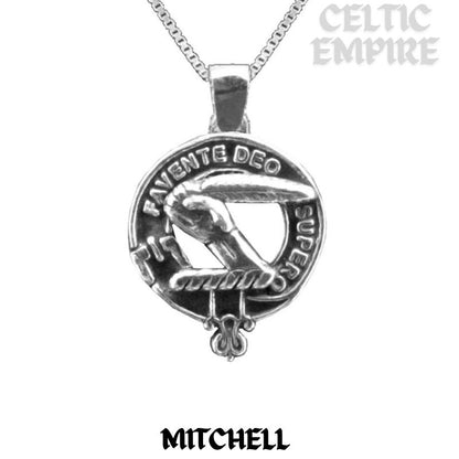 Mitchell Large 1" Scottish Family Clan Crest Pendant - Sterling Silver