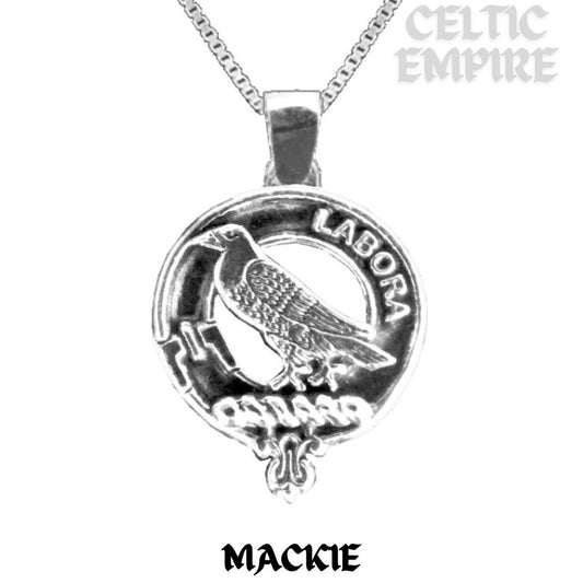 MacKie Large 1" Scottish Family Clan Crest Pendant - Sterling Silver
