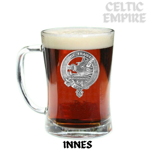 Innes Crest Badge Beer Mug, Scottish Glass Tankard