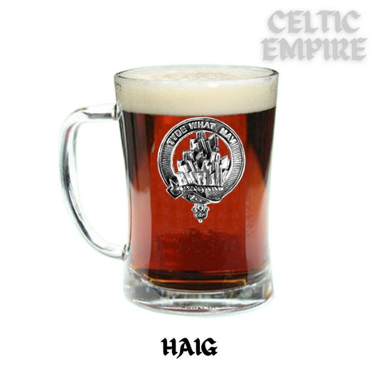 Haig Crest Badge Beer Mug, Scottish Glass Tankard