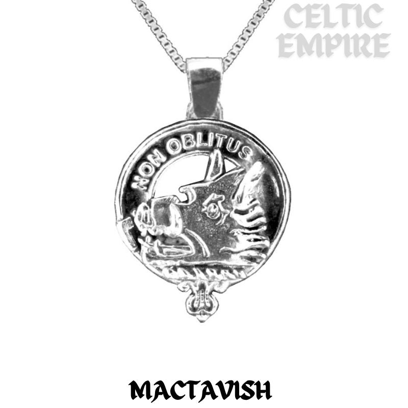 MacTavish Large 1" Scottish Family Clan Crest Pendant - Sterling Silver