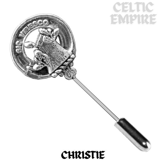 Christie Family Clan Crest Stick or Cravat pin, Sterling Silver