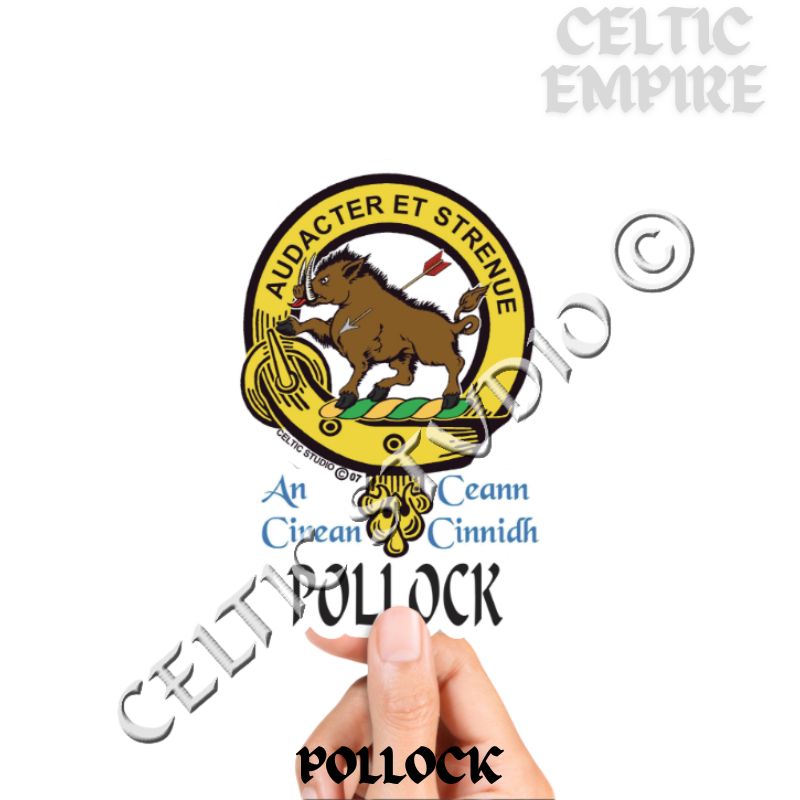 Pollock Family Clan Crest Decal | Custom Scottish Heritage Car & Laptop Stickers