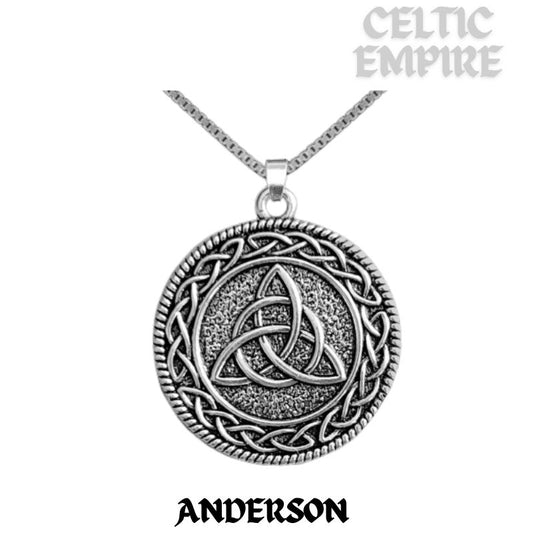 Anderson Family Clan Crest Celtic Interlace Disk Pendant, Scottish Family Crest  ~ CLP06